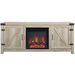 Walker Edison Electric Fireplaces Walker Edison Georgetown 58" White Oak Double Barn Door Electric Fireplace TV Stand