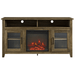 Walker Edison Electric Fireplaces Walker Edison Glenwood 58" Rustic Oak Farmhouse Glass Door Highboy Fireplace TV Stand