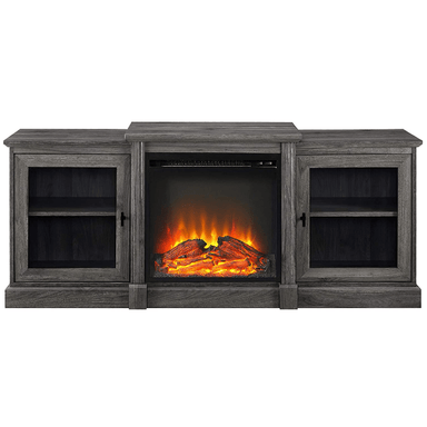 Walker Edison Electric Fireplaces Walker Edison Penn Classic 60" Slate Grey Two Tier Electric Fireplace TV Stand