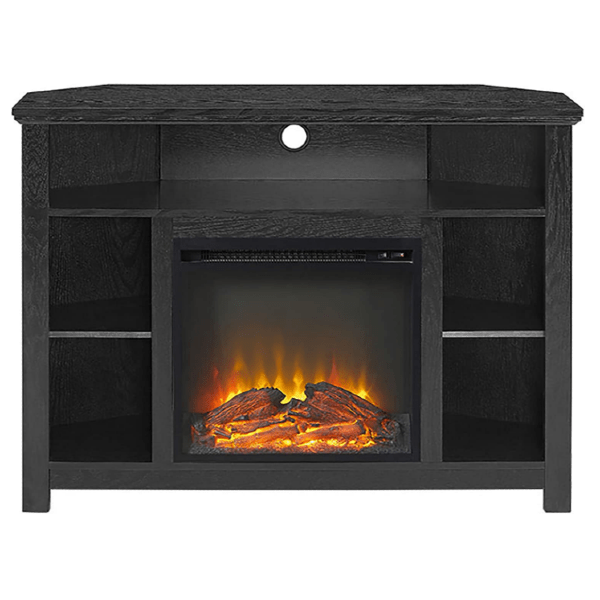 Walker Edison Electric Fireplaces Walker Edison Woodcroft Classic 44" Black Corner Electric Fireplace TV Stand