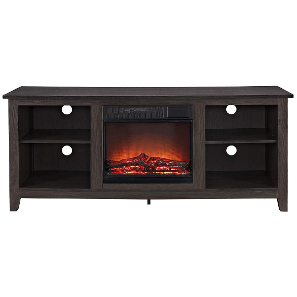 Walker Edison Electric Fireplaces Walker Edison Wren Classic 58" Espresso 4 Cubby Electric Fireplace TV Stand