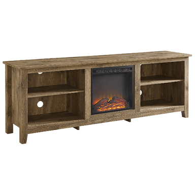 Walker Edison Electric Fireplaces Walker Edison Wren Classic 70" Barnwood Electric Fireplace TV Stand