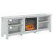 Walker Edison Electric Fireplaces Walker Edison Wren Classic 70" White 4 Cubby Electric Fireplace TV Stand