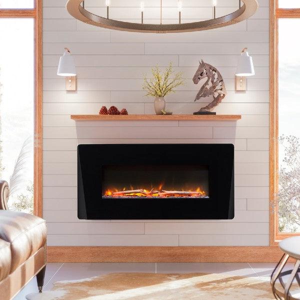 Dimplex Winslow 35" Black Wall Mounted Linear Electric Fireplace-Modern Ethanol Fireplaces