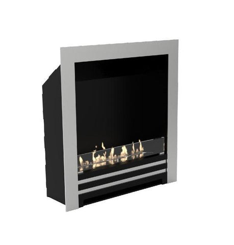 Decoflame Westminster DS 33" Black Automatic Ethanol Fireplace Insert w/ Brushed Frame-Modern Ethanol Fireplaces